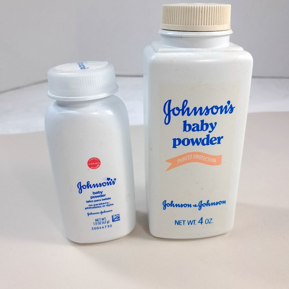 Vintage Johnson & Johnson's Baby Powder with Talc 1.5 & 4 oz travel size sample